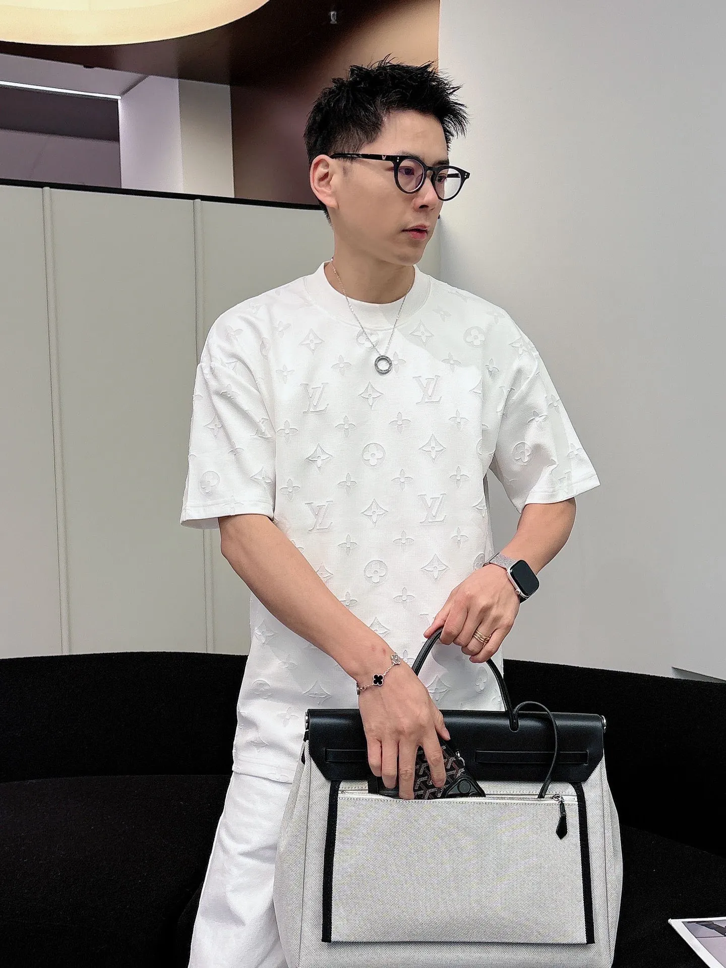 Louis Vuitton/Louis Vuitton 26ss full width presbyopia burnt short sleeves